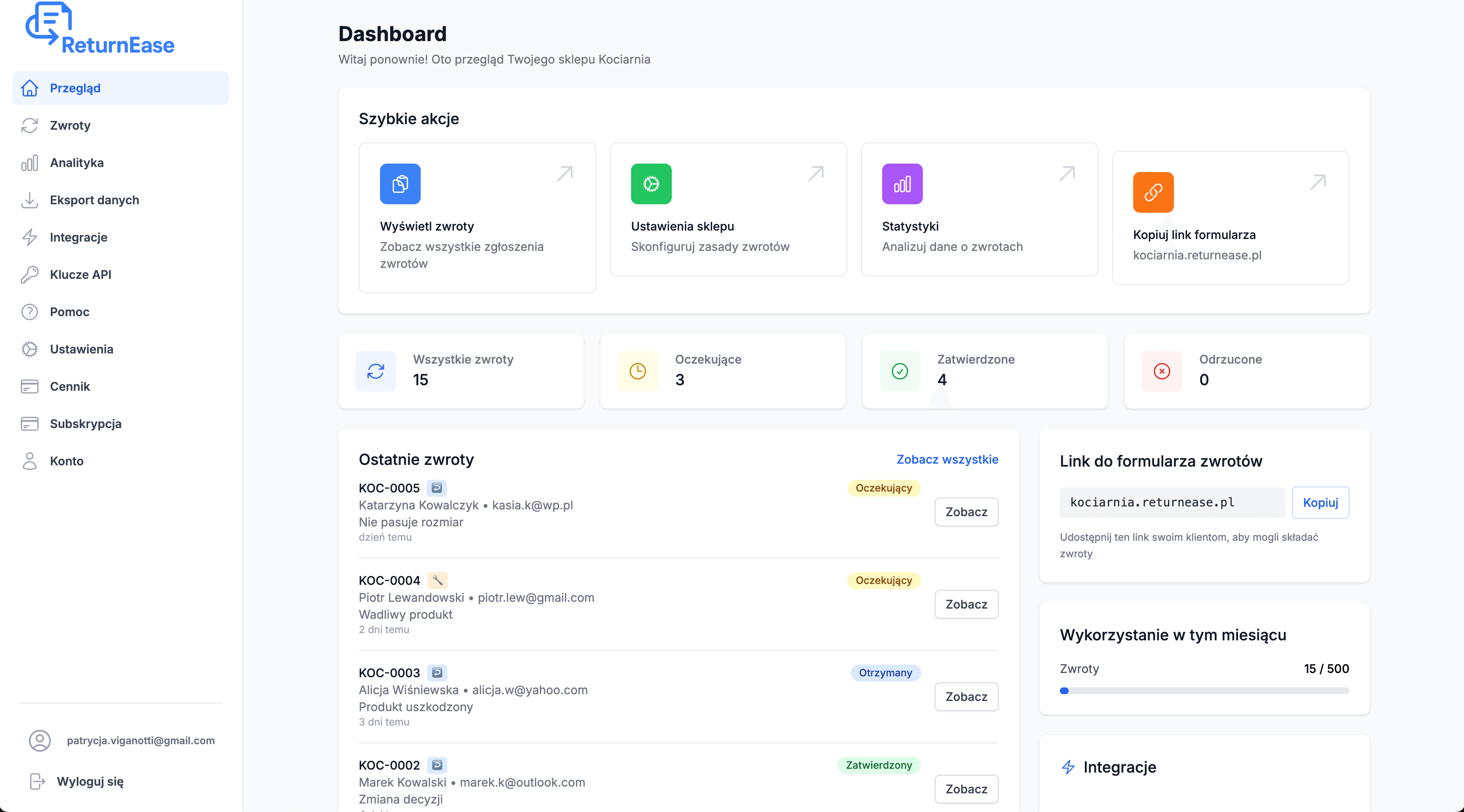 ReturnEase Dashboard